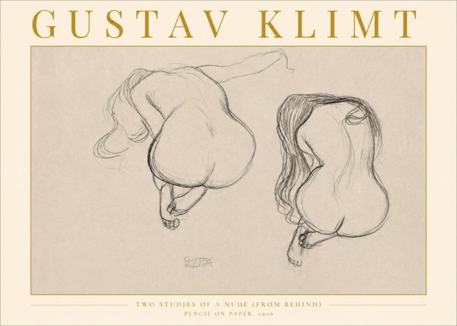 Klimt Two Studies of a Nude (from Behind) No2 - Poster