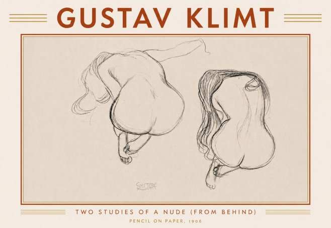 Klimt Two Studies of a Nude (from Behind) No6 - Poster