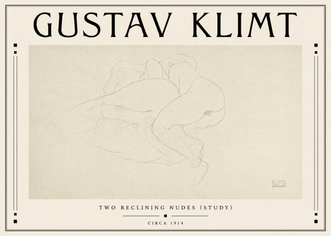 Klimt Two Reclining Nudes (Study) No3 - Poster