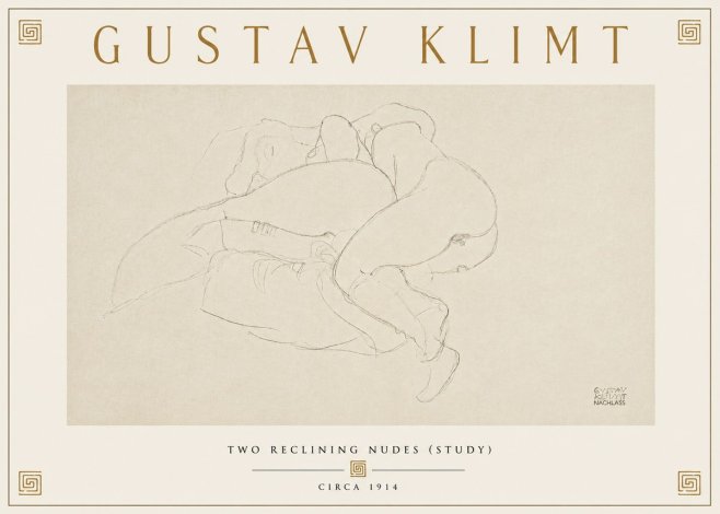 Klimt Two Reclining Nudes (Study) No6 - Poster