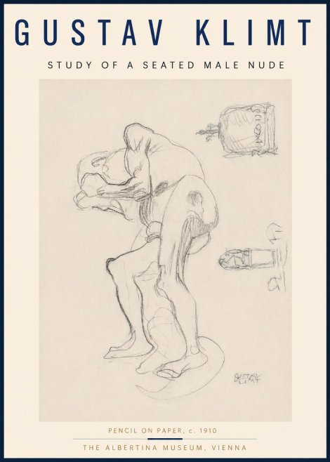 Klimt Study of a Seated Male Nude No4 - Poster