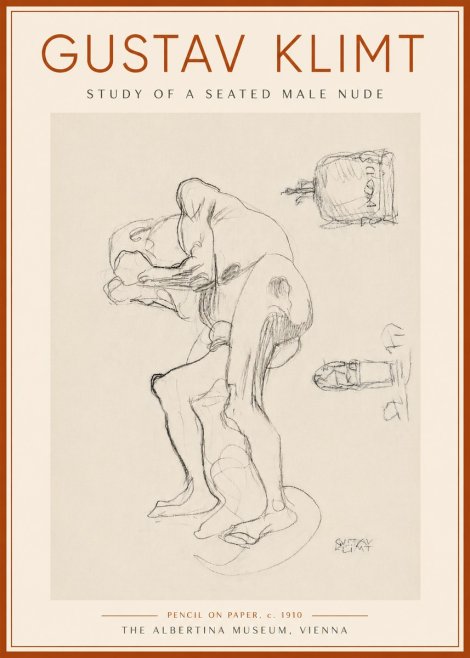 Klimt Study of a Seated Male Nude No6 - Poster