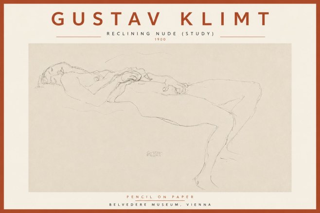 Klimt Reclining Nude (Study) No5 - Poster