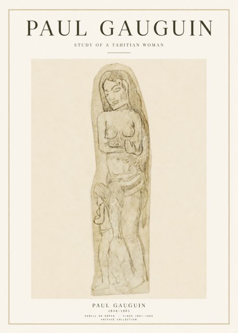 Paul Gauguin Study of a Tahitian Woman II No1 - Poster