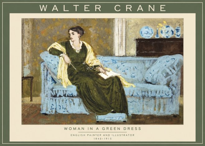 Walter Crane Woman in a Green Dress No2 - Poster