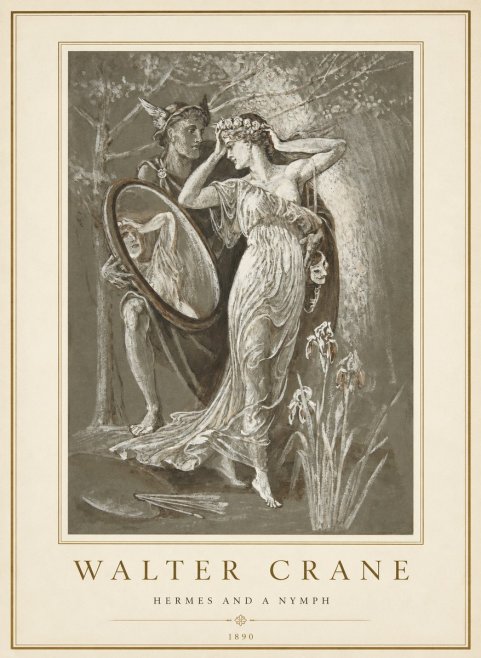 Walter Crane Hermes and a Nymph No1 - Poster