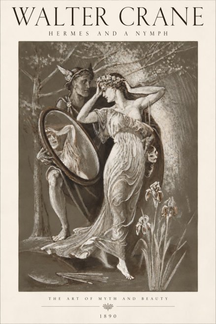 Walter Crane Hermes and a Nymph No6 - Poster