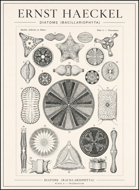 Ernst Haeckel Diatoms (Bacillariophyta) Plate 4 – Triceratium No1 - Poster