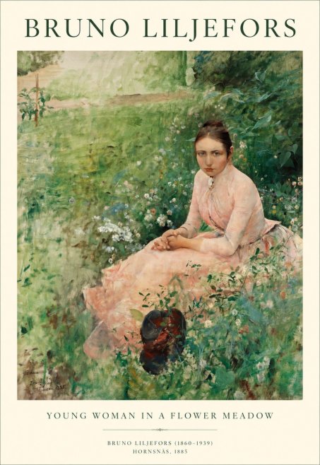 Bruno Liljefors Young Woman in a Flower Meadow No1 - Poster