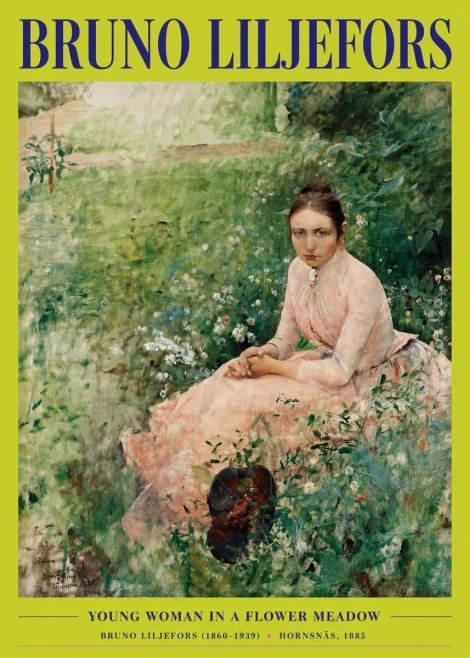 Bruno Liljefors Young Woman in a Flower Meadow No2 - Poster