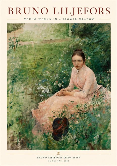 Bruno Liljefors Young Woman in a Flower Meadow No3 - Poster