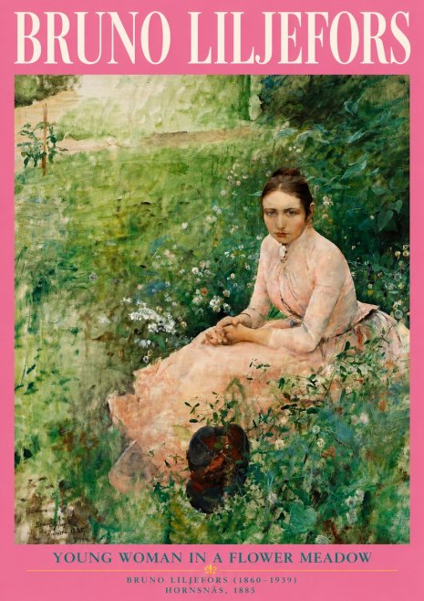Bruno Liljefors Young Woman in a Flower Meadow No4 - Poster