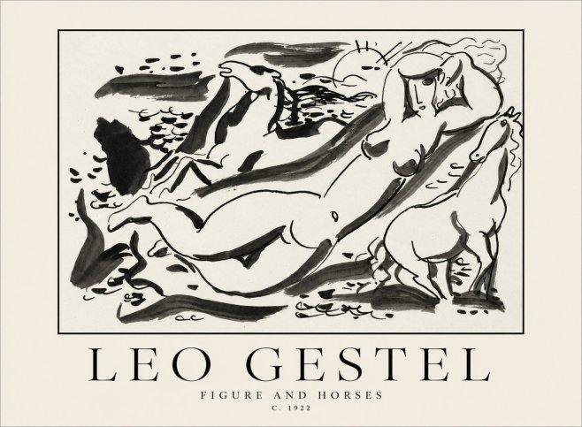 Leo Gestel Figure and Horses No1 - Poster