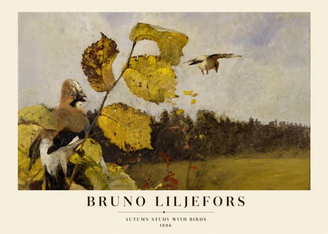 Bruno Liljefors Autumn Study with Birds No1 - Poster