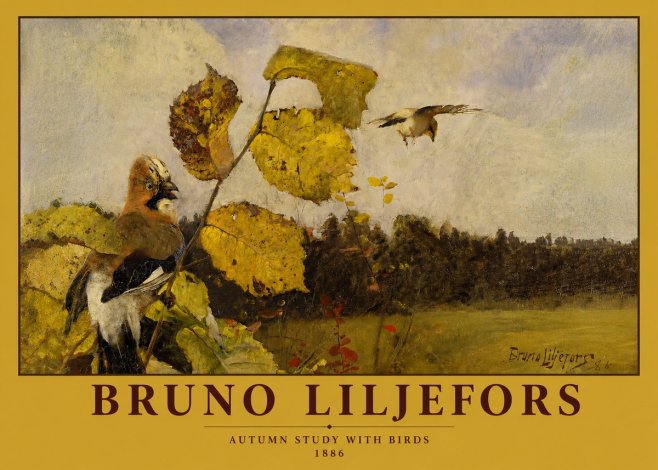 Bruno Liljefors Autumn Study with Birds No2 - Poster