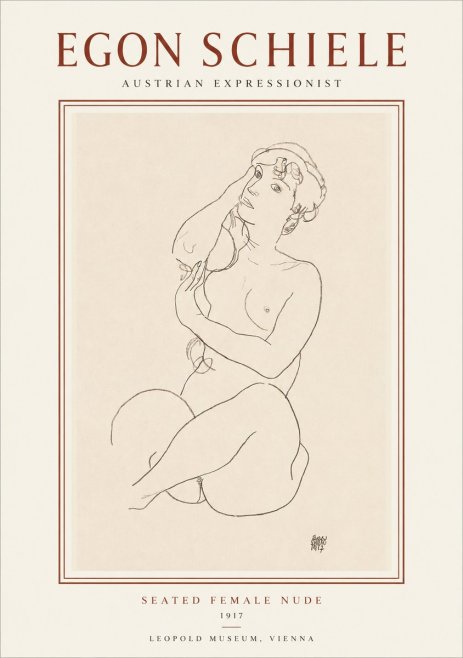 Schiele Seated Female Nude No1 - Poster