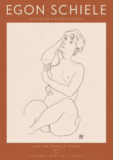 Schiele Seated Female Nude No3 - Poster