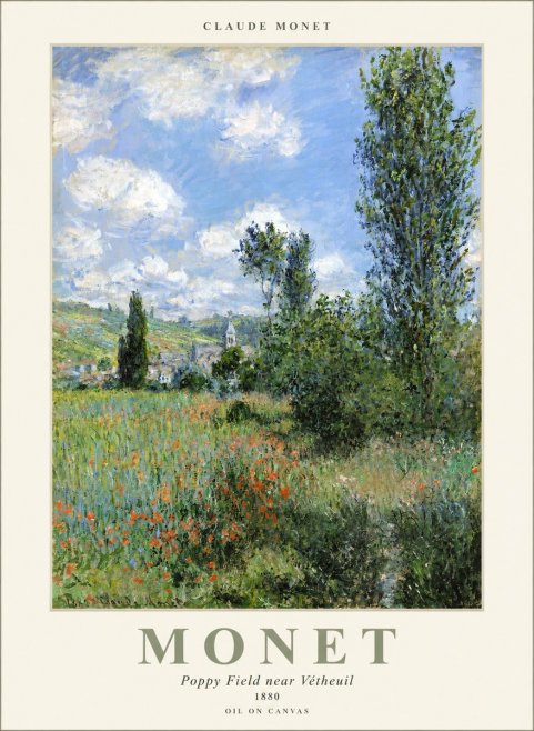 Monet Poppy Field Near Vétheuil No1 - Poster