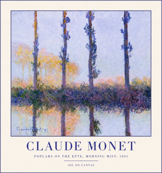 Monet Poplars on the Epte, Morning Mist, 1891 No3 - Poster