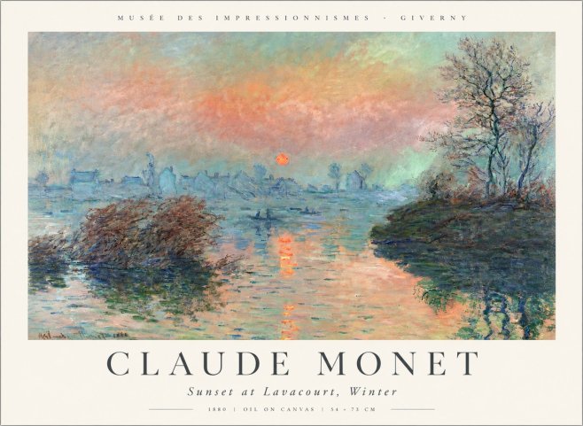 Monet Sunset at Lavacourt, Winter No3 - Poster