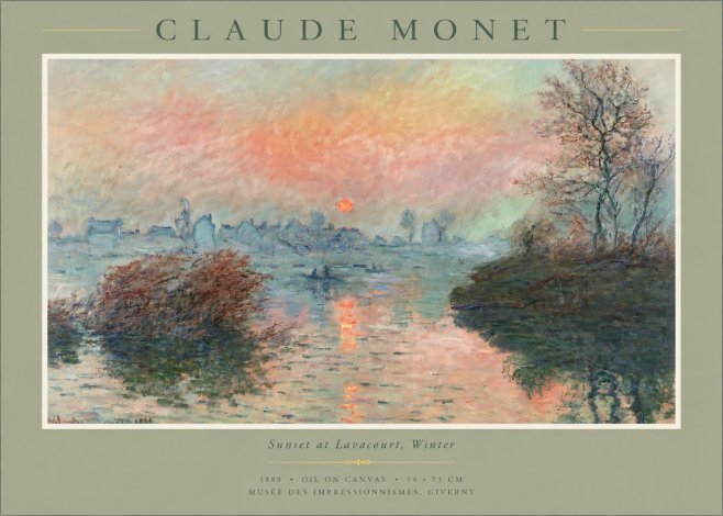 Monet Sunset at Lavacourt, Winter No6 - Poster