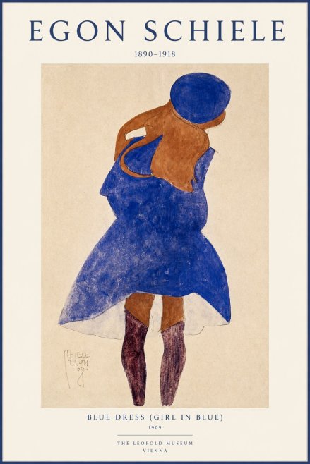 Schiele Blue Dress (Girl in Blue) No1 - Poster