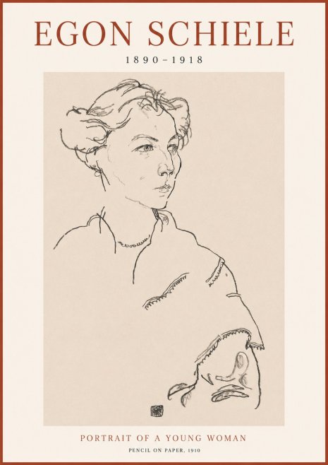 Schiele Portrait of a Young Woman No1 - Poster