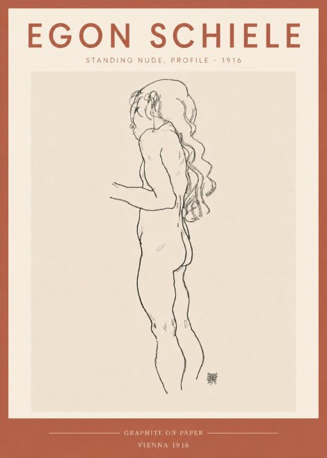 Schiele Standing Nude, Profile No3 - Poster