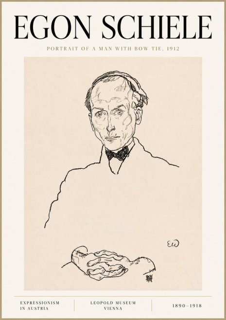 Schiele Portrait of a Man with Bow Tie, 1912 No6 - Poster
