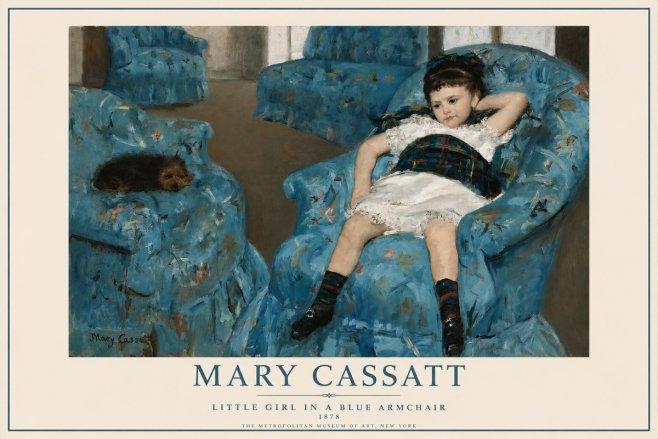 Mary Cassatt Little Girl in a Blue Armchair No3 - Poster