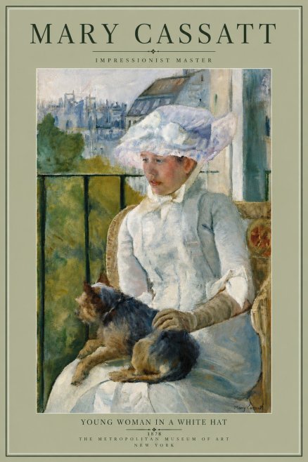 Mary Cassatt Young Woman in a White Hat No6 - Poster