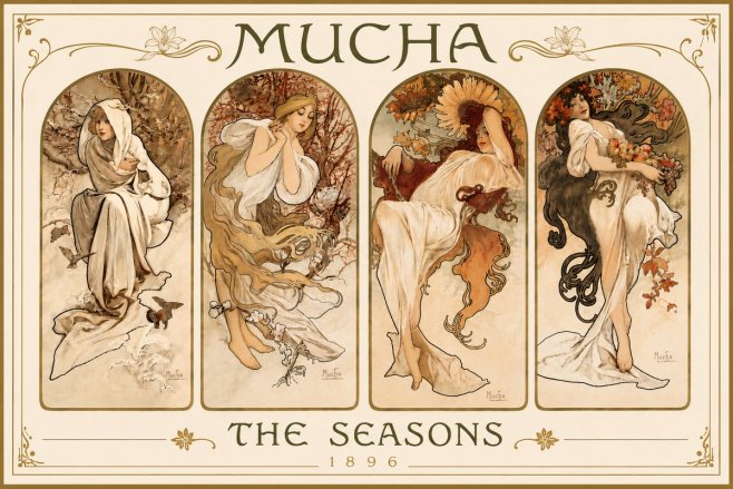Mucha The Seasons No6 - Poster