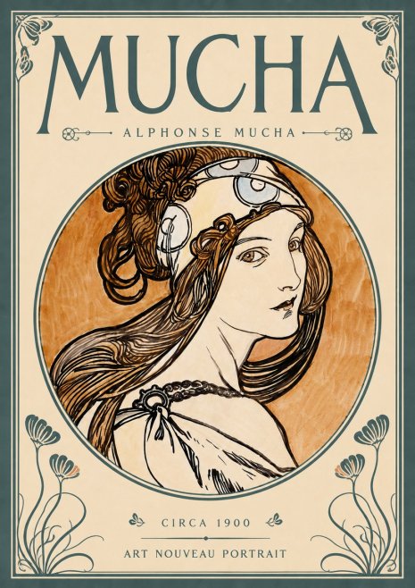 Mucha Art Nouveau Portrait I No5 - Poster