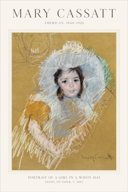 Mary Cassatt Portrait of a Girl in a White Hat No1 - Poster