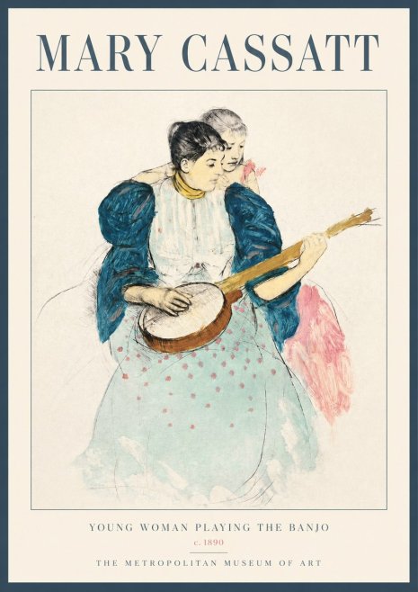 Mary Cassatt Young Woman Playing the Banjo No2 - Poster