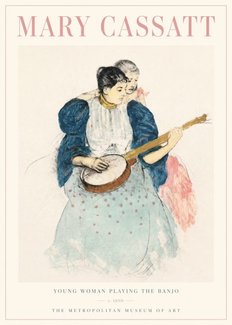 Mary Cassatt Young Woman Playing the Banjo No3 - Poster