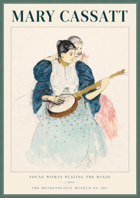 Mary Cassatt Young Woman Playing the Banjo No4 - Poster