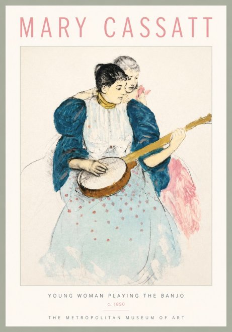 Mary Cassatt Young Woman Playing the Banjo No5 - Poster