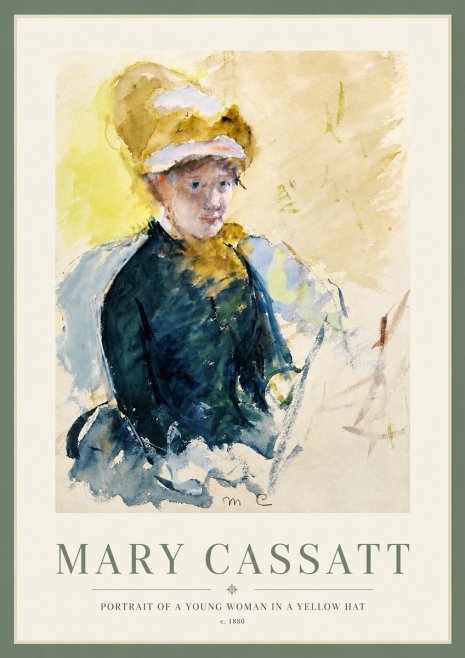 Mary Cassatt Portrait of a Young Woman in a Yellow Hat No3 - Poster
