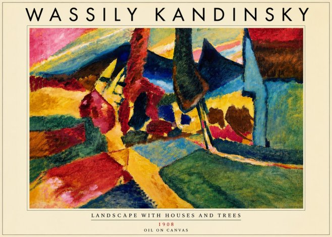 Kandinsky Landscape with Houses and Trees No5 - Poster