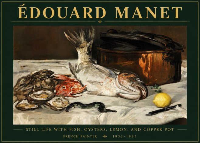 Édouard Manet Still Life with Fish, Oysters, Lemon, and Copper Pot No4 - Poster
