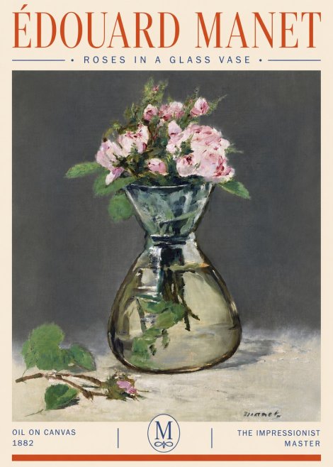Édouard Manet Roses in a Glass Vase II No4 - Poster