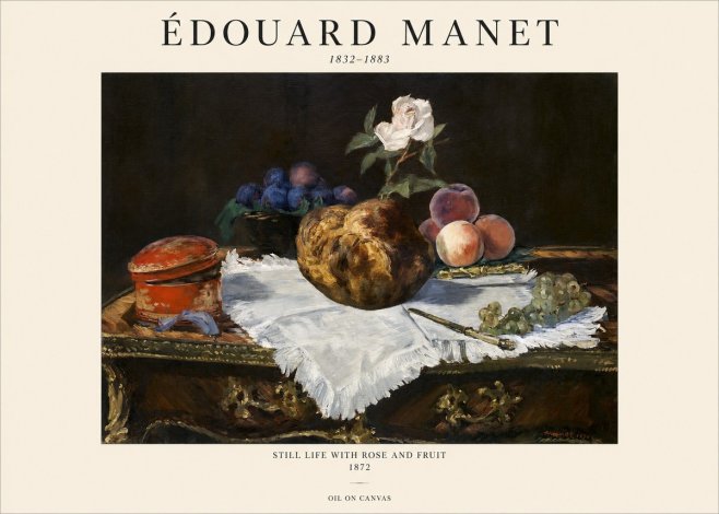 Édouard Manet Still Life with Rose and Fruit No1 - Poster