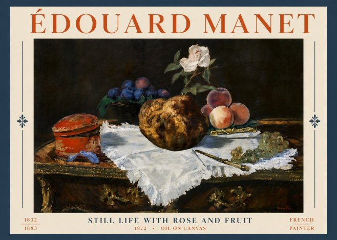 Édouard Manet Still Life with Rose and Fruit No6 - Poster