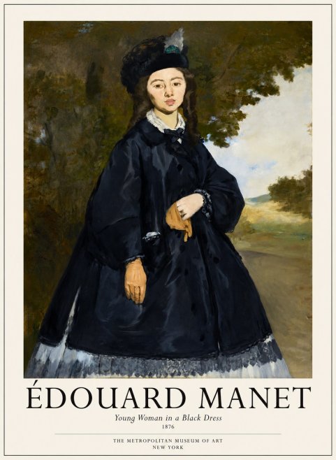 Édouard Manet Young Woman in a Black Dress No1 - Poster