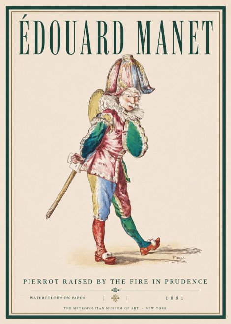 Édouard Manet Pierrot Raised by the Fire in Prudence No3 - Poster