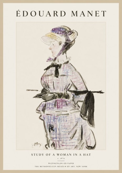 Édouard Manet Study of a Woman in a Hat No1 - Poster