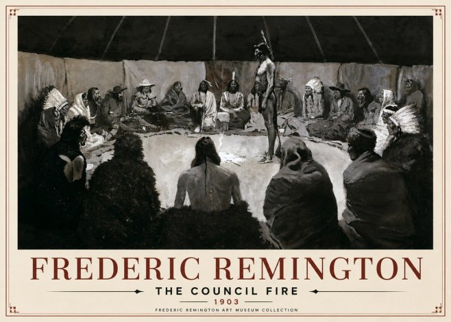 Frederic Remington The Council Fire II No6 - Poster