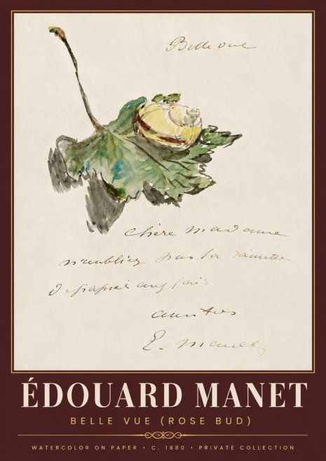 Édouard Manet A Rosebud with Leaf No6 - Poster
