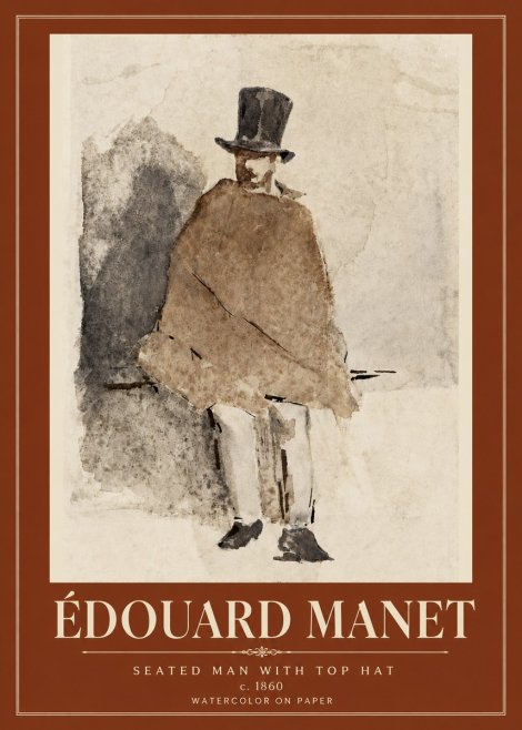 Édouard Manet Seated Man with Top Hat No6 - Poster
